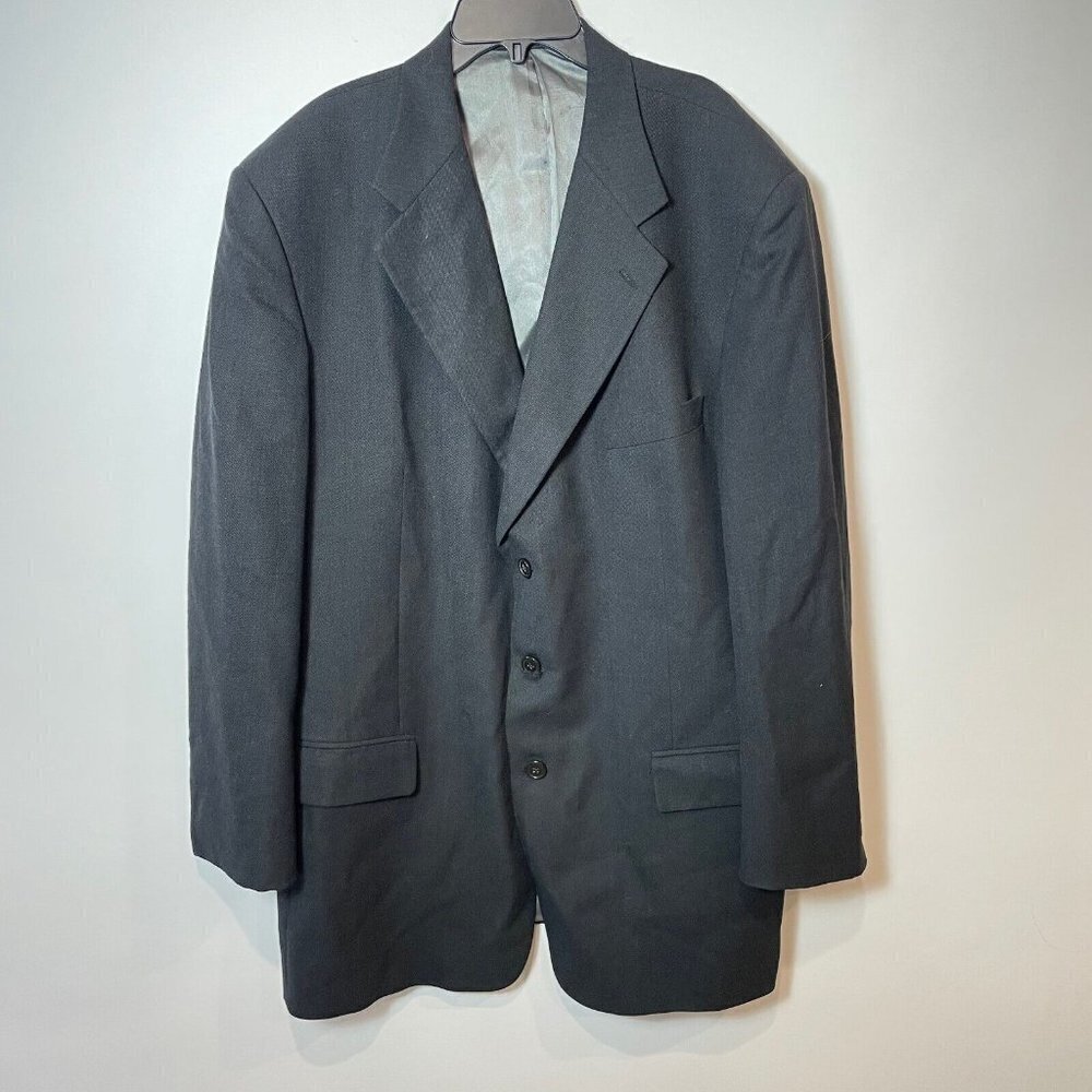 Givenchy Men Vintage 3 Button Sport Coat Blazer Black 46 Single Breasted 80s USA